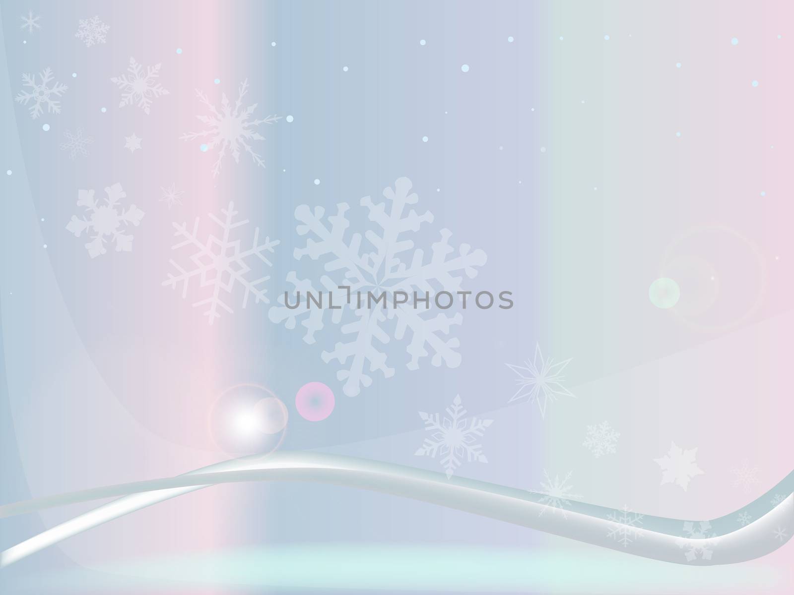 A backdrop in blue and pinkwith snowflakes, ready for text and other images.