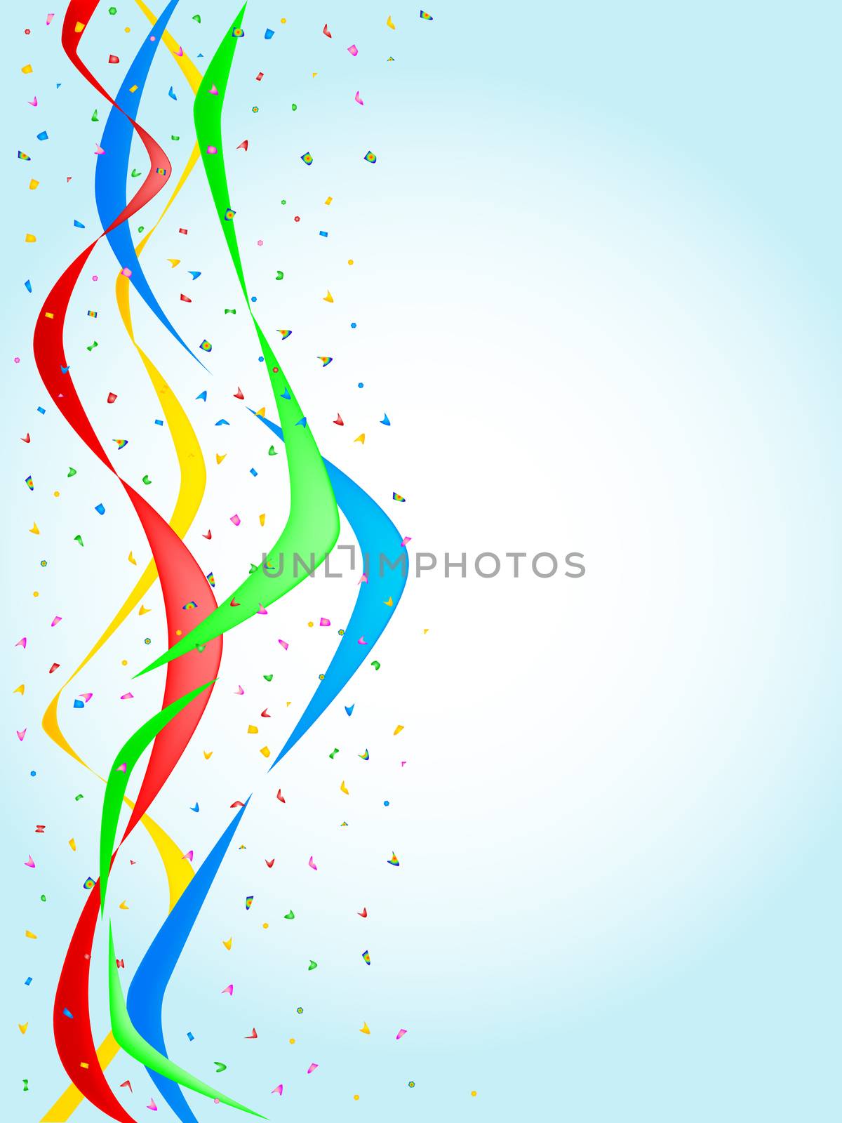 Multi confetti and streamers, a party image.