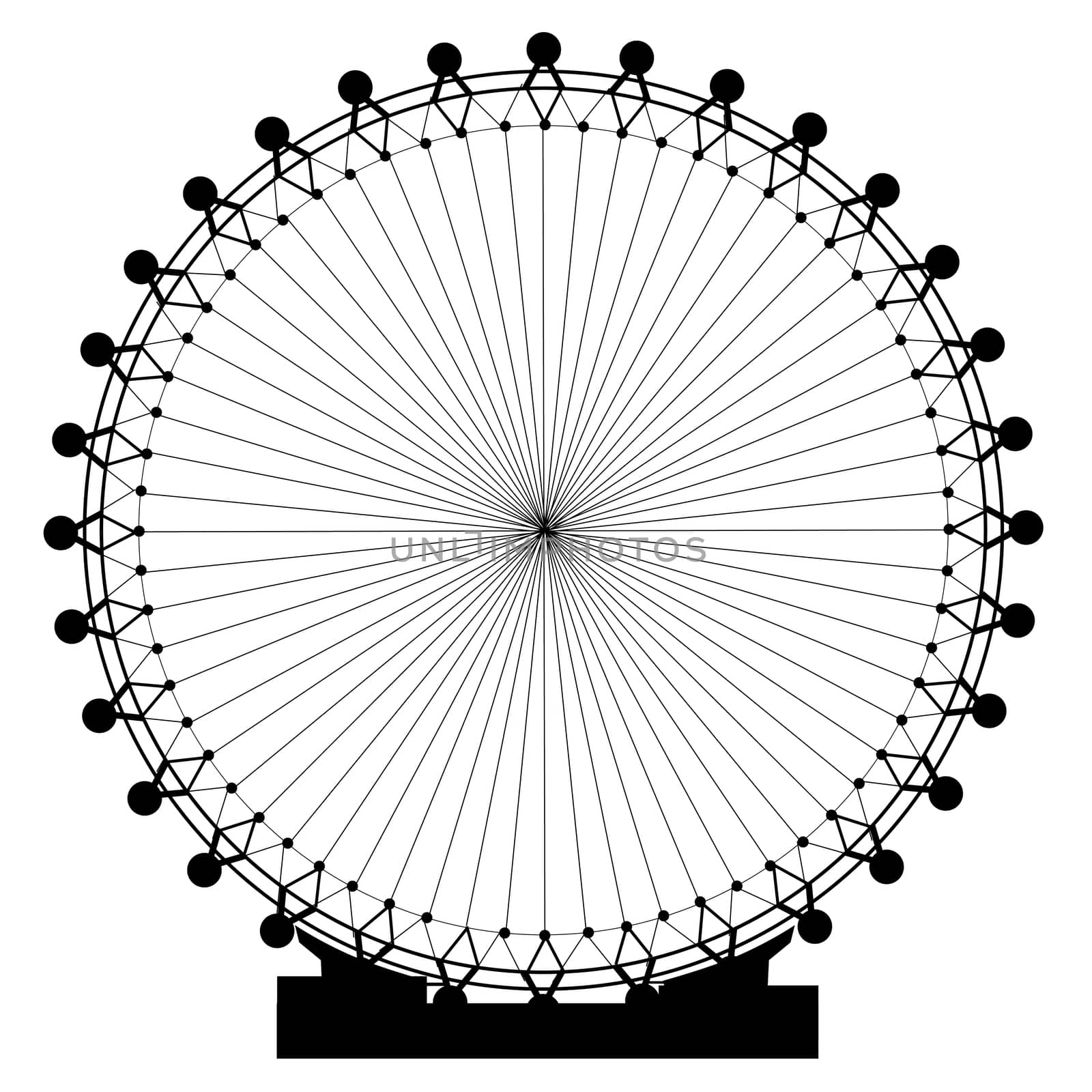 A giant fairground big wheel isolated on white.