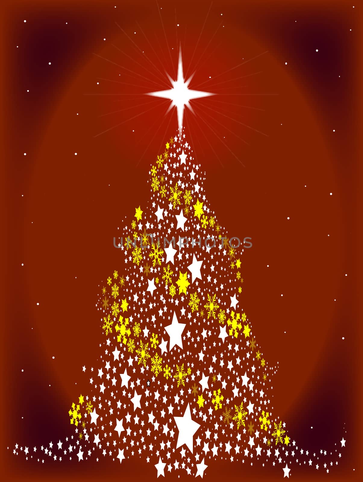 Red Star Spangled Christmas Tree by Bigalbaloo