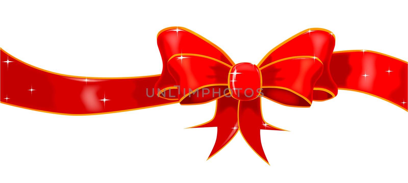 A large silk ribbon tied into a bow over a white background