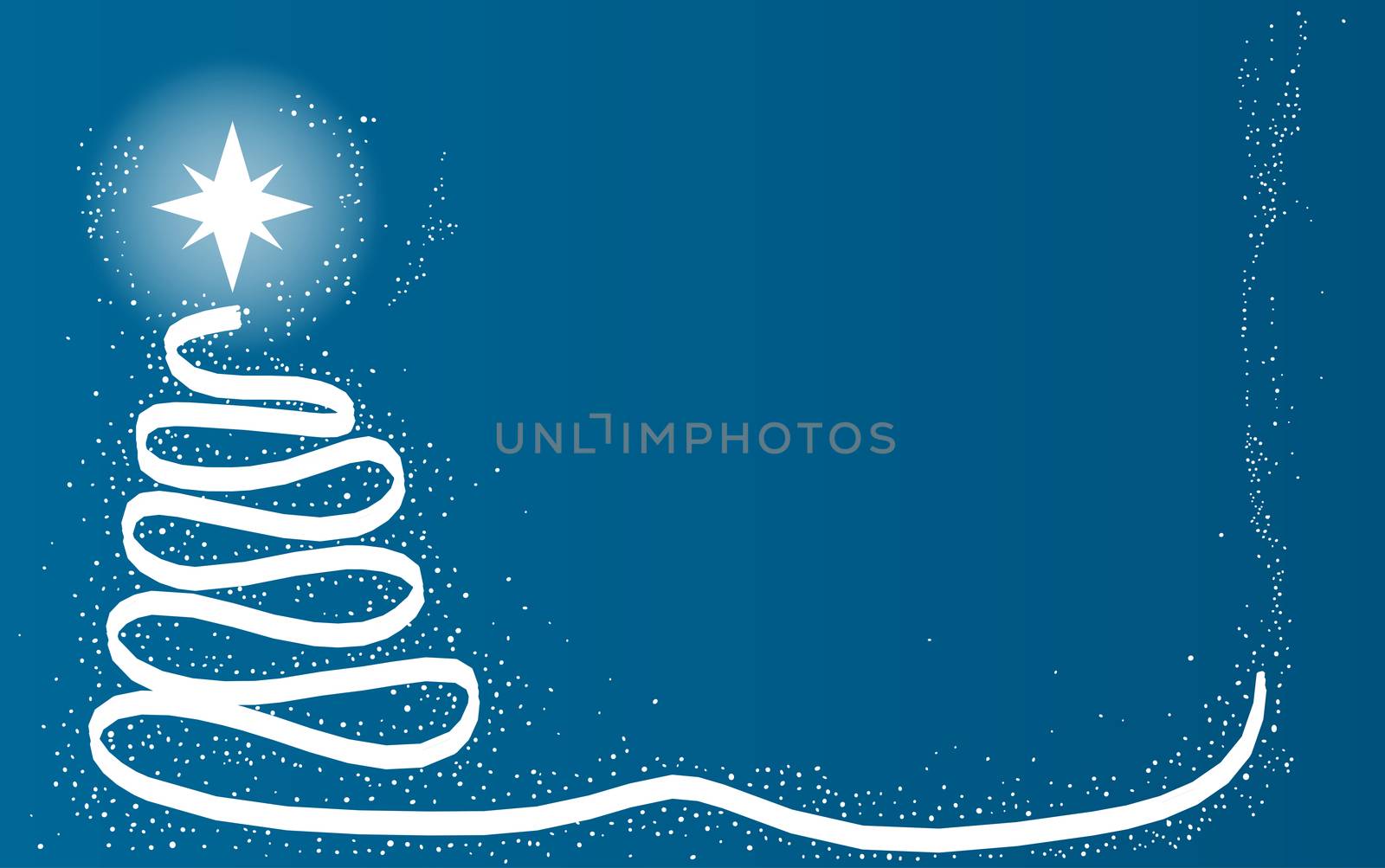 A blue Christmas background with a blue ribbon tree.