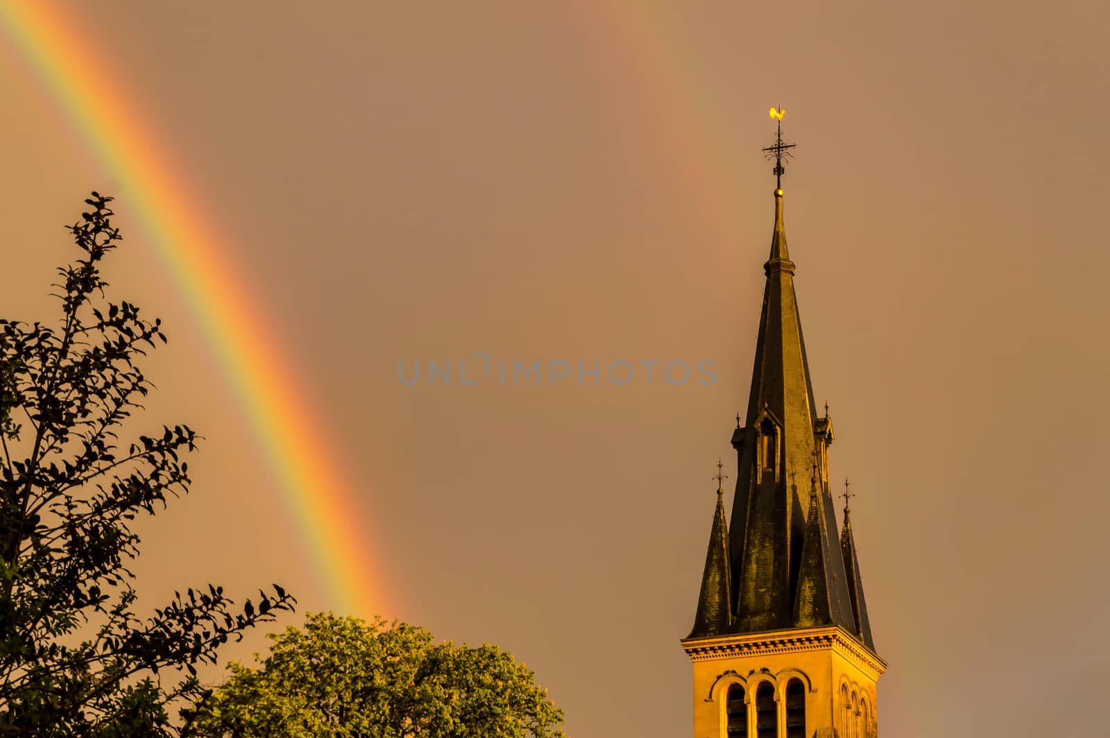 Rainbow over the Church of Saint-Mard  by Philou1000