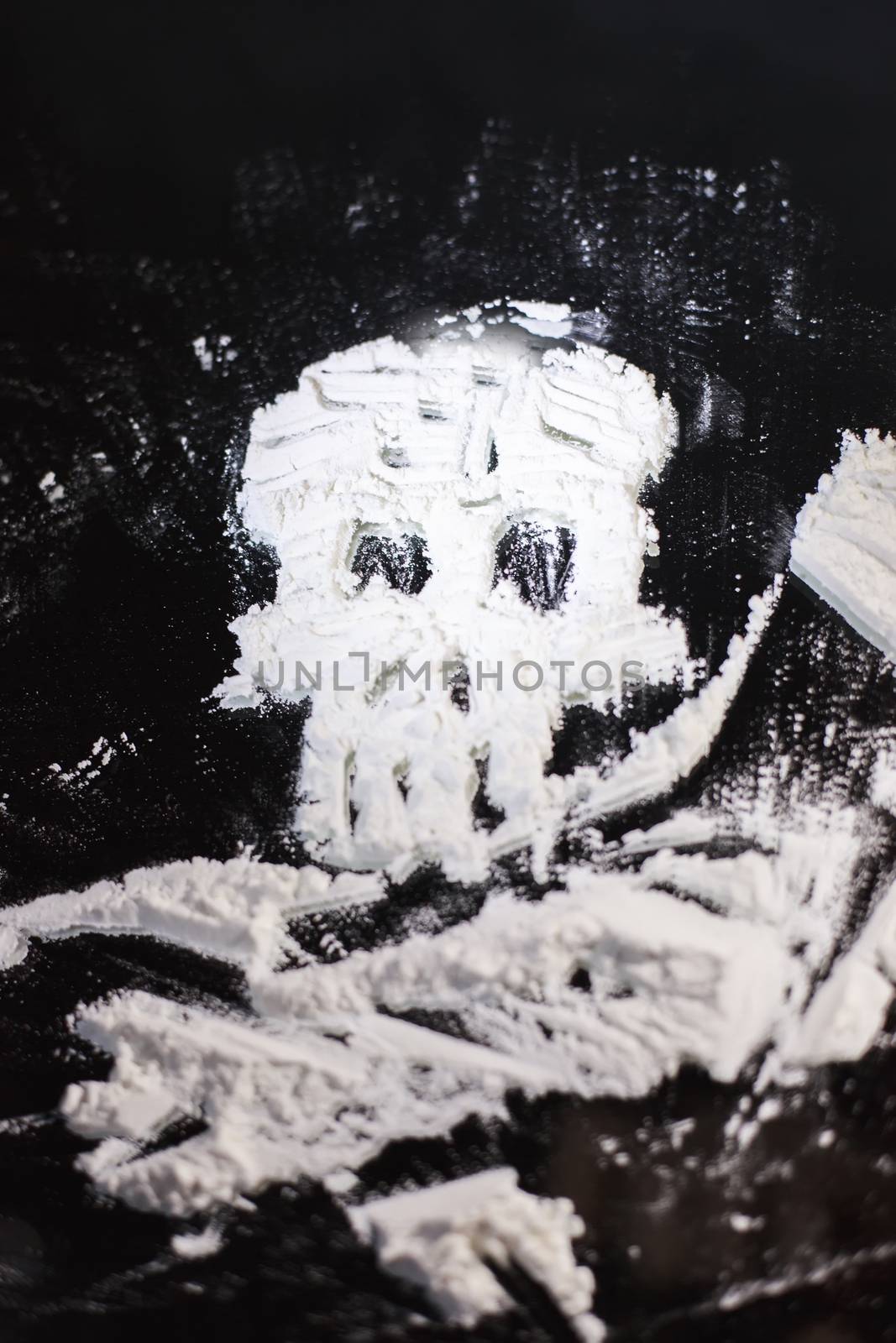 cocaine arranged in the shape of skull