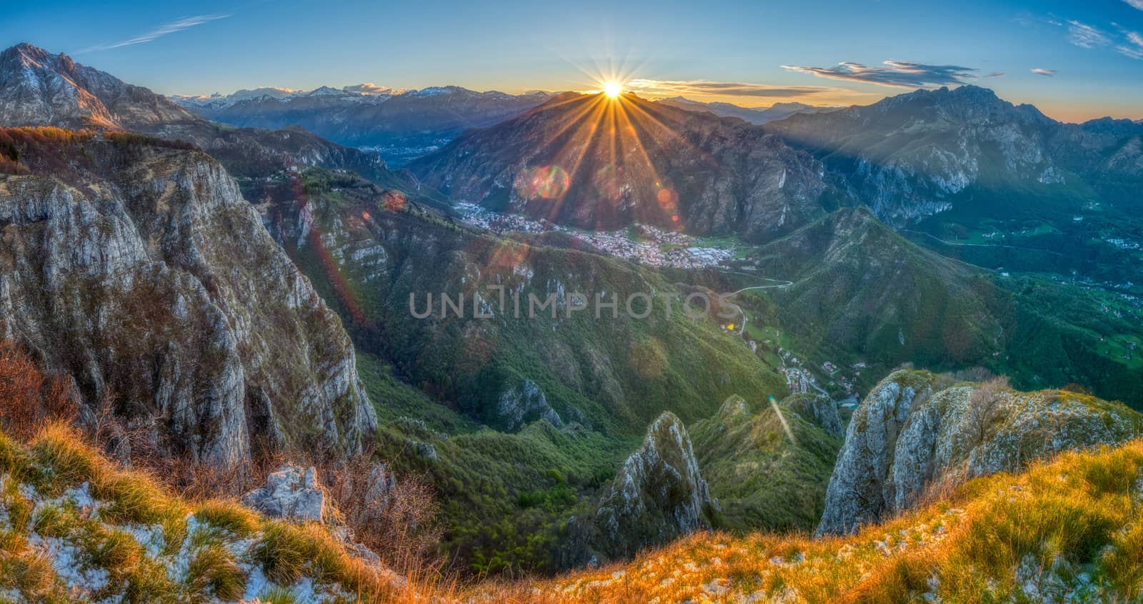 View of Saint Jean d'Arves at sunset, France