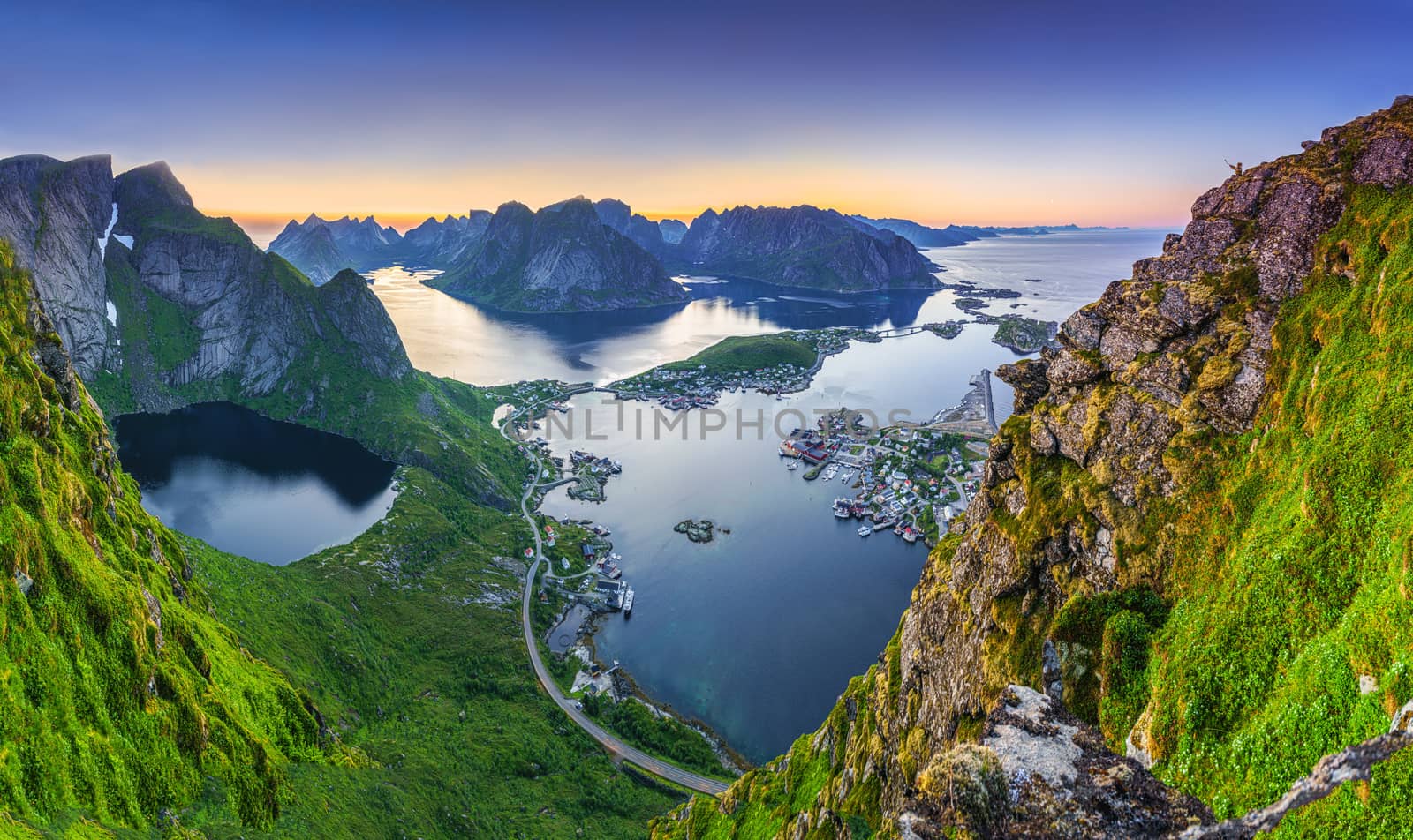 Reine from Reinebringen,view on stunning mountains of Lofoten islands, Norway by bhavik_jagani