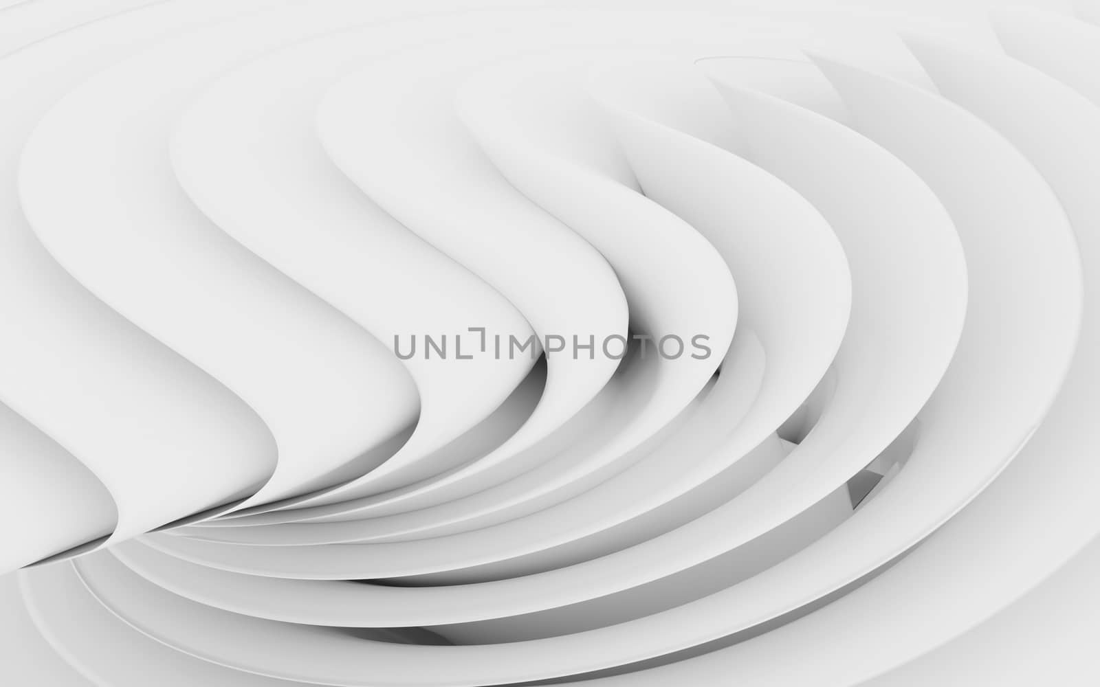 Abstract Curved Shapes. White Circular Background.  by teerawit