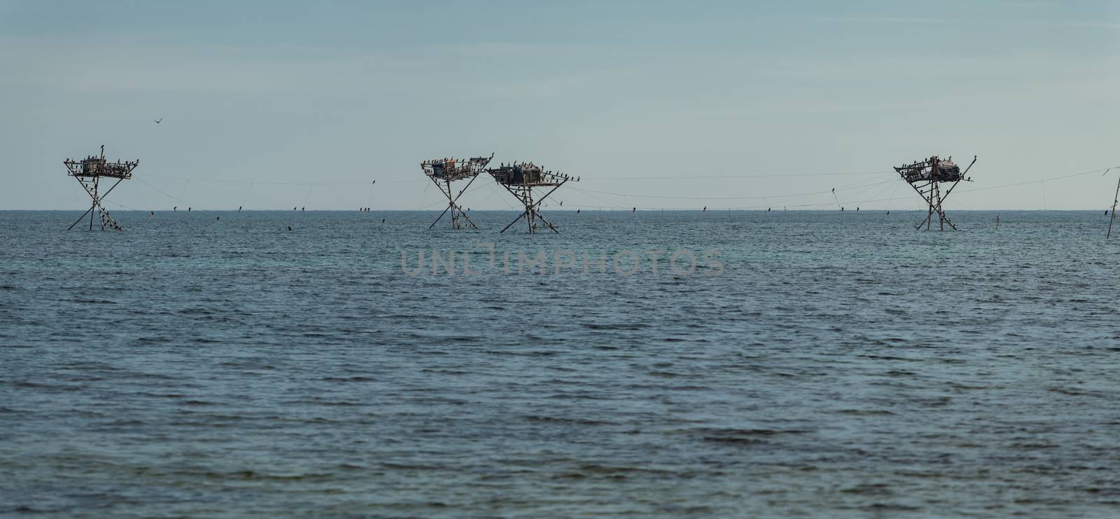 Fishing towers for fishing in the Crimea. The ancient method.