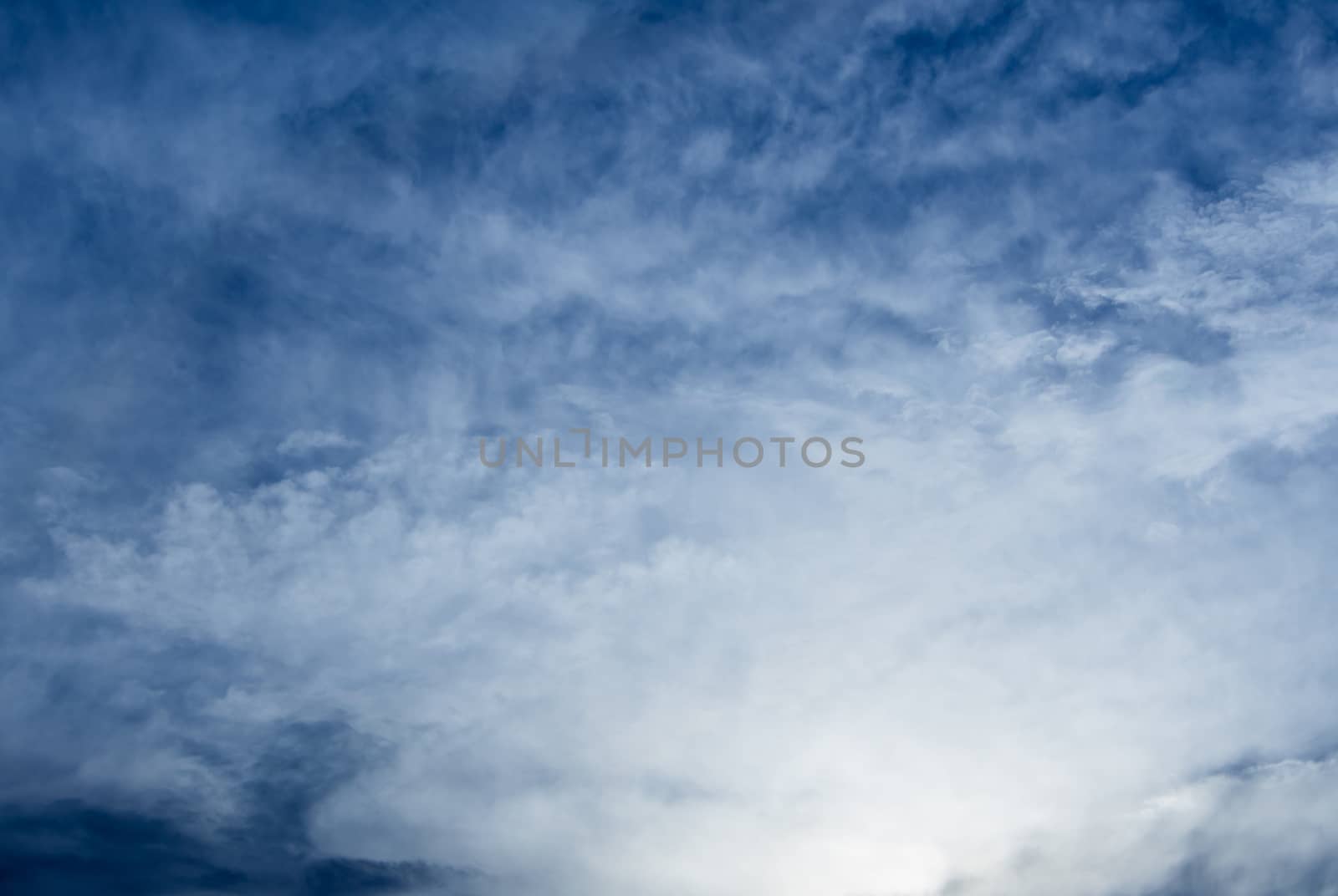 Fluffy clouds in the bright blue sky