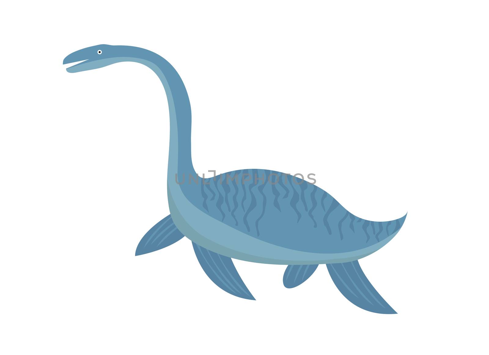 Plesiosaurus icon flat style. Isolated on white background. illustration.