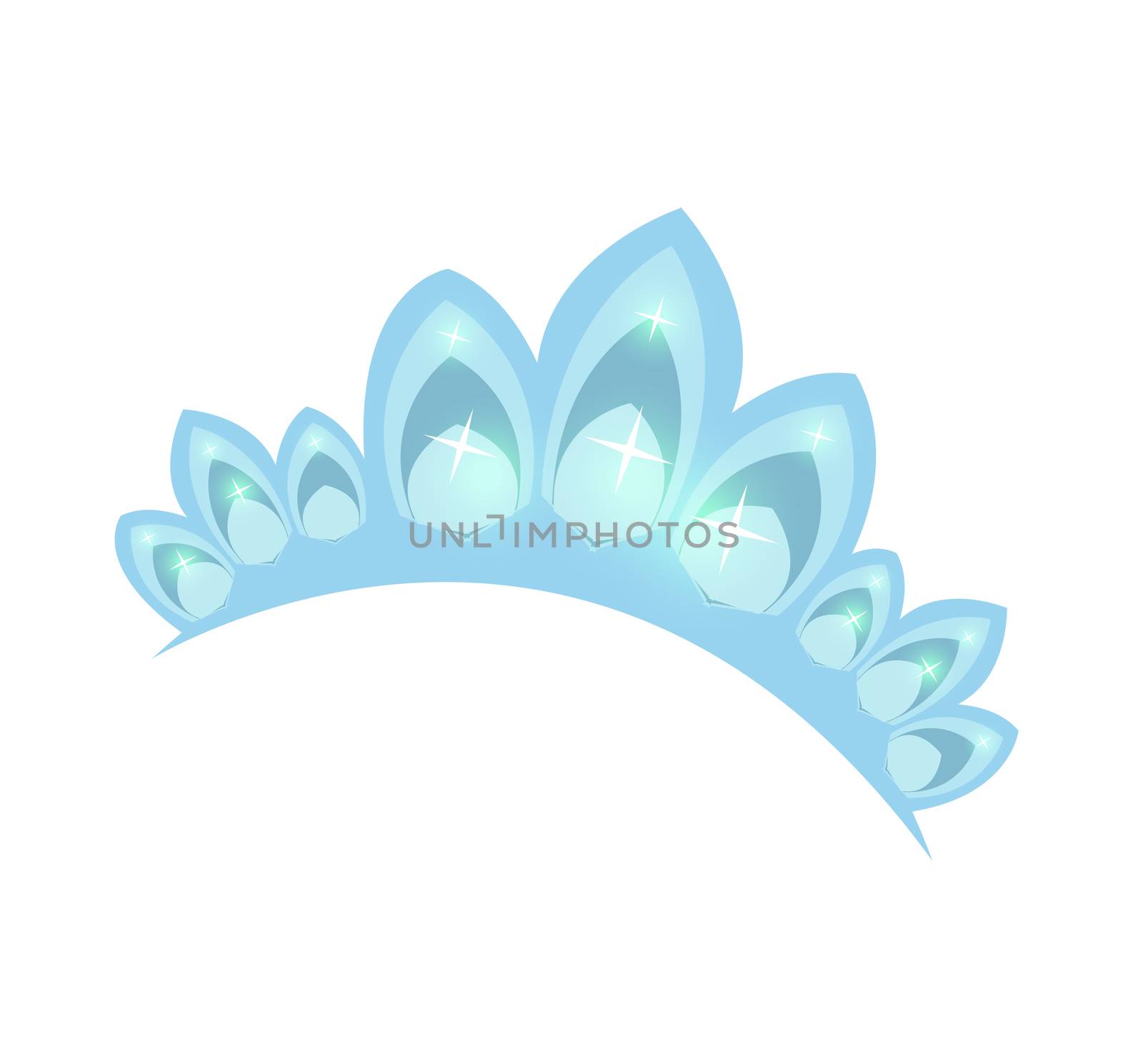 Crystal tiara, diamond crown icon flat, cartoon style. Isolated on white background. illustration by lucia_fox