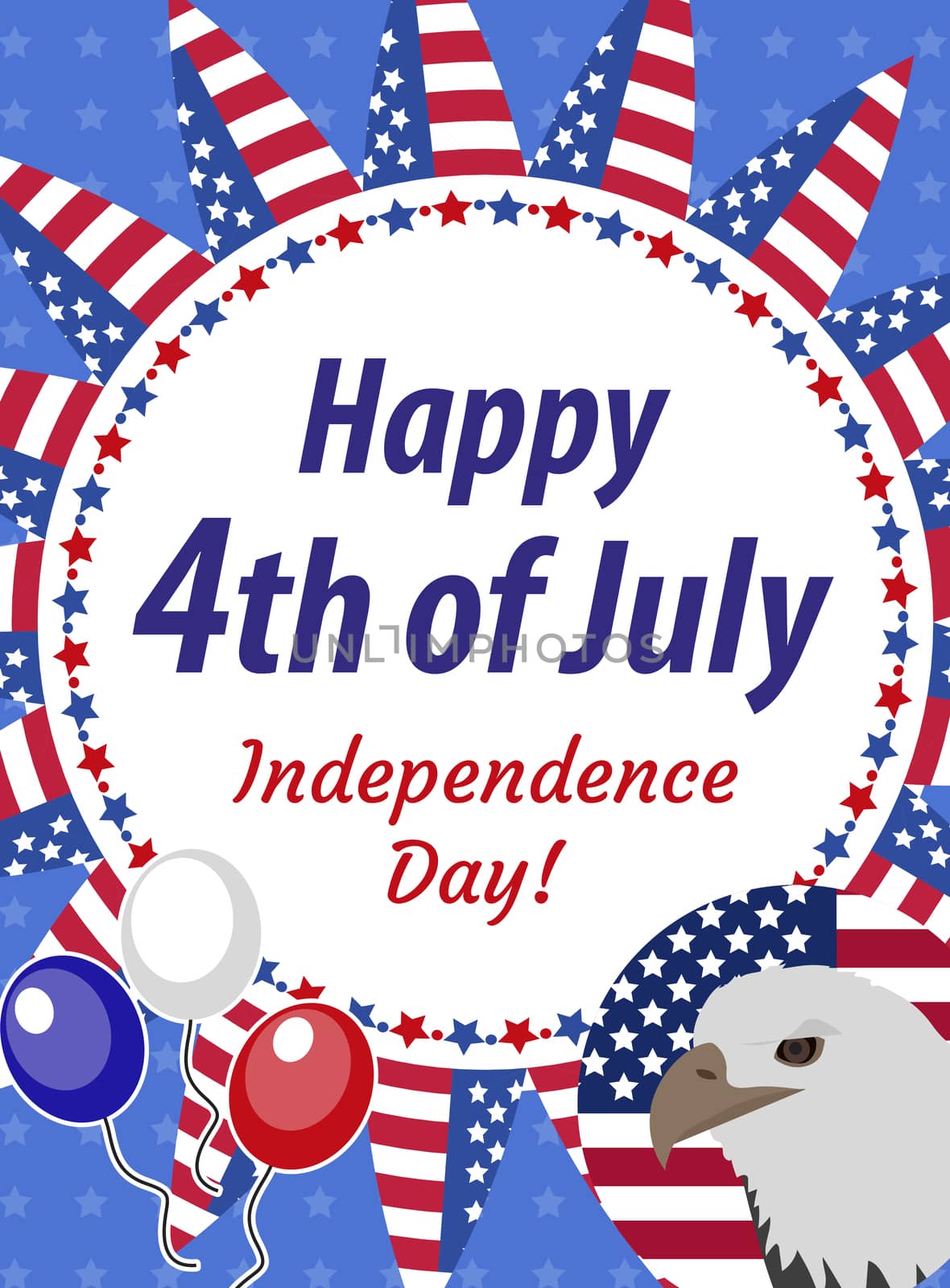 Happy 4th july greeting card, poster. American Independence Day template for your design. illustration.