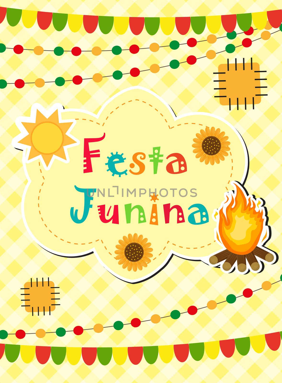 Festa Junina greeting card, invitation, poster. Brazilian Latin American festival template for your design. illustration