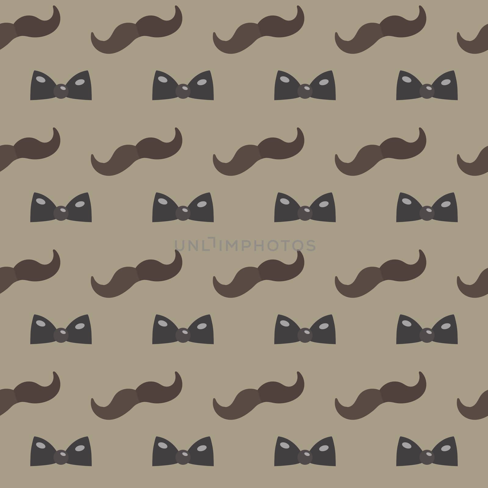 Mustache, Bow tie seamless patterns. Father s Day holiday concept repeating texture, endless background. illustration