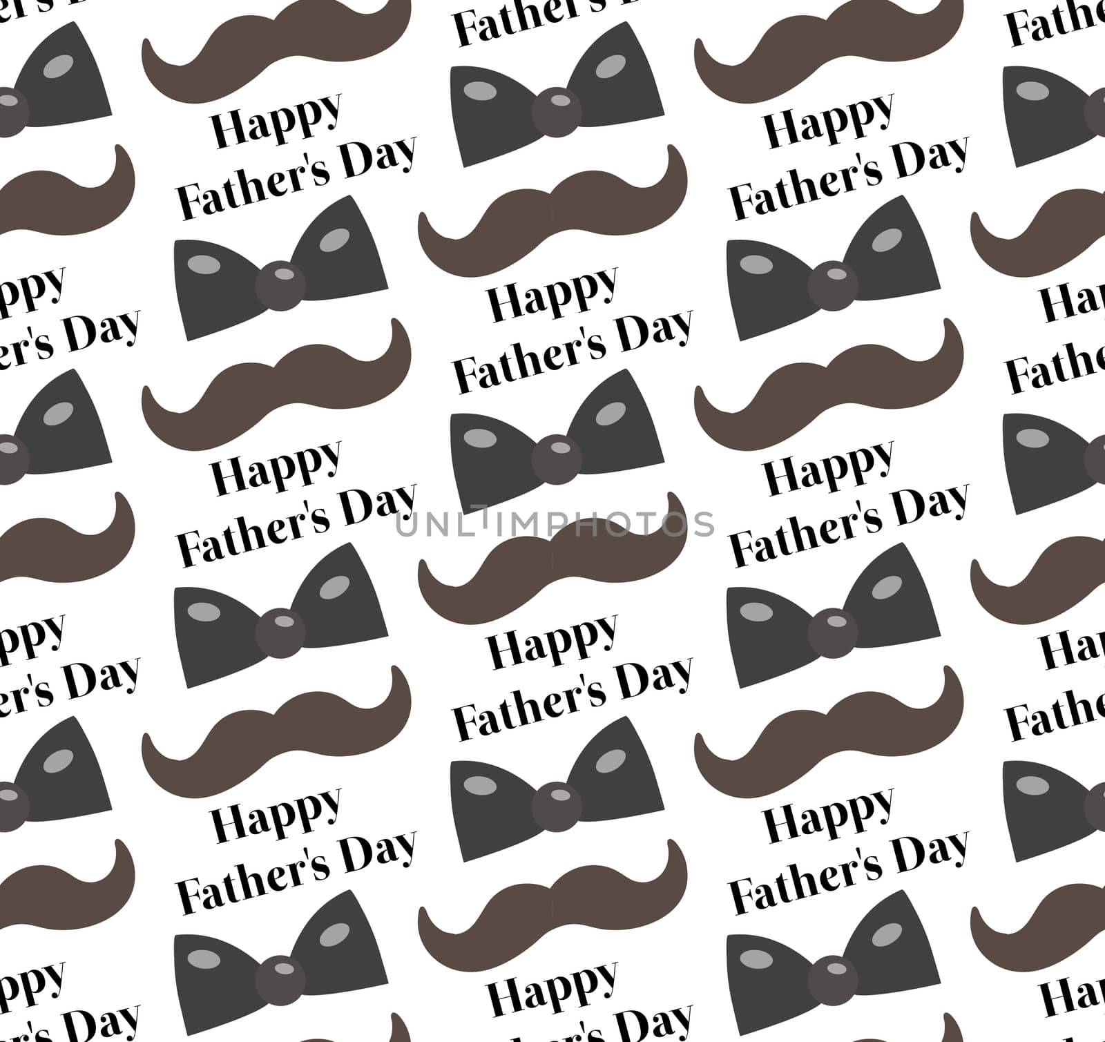Mustache, Bow tie seamless patterns. Father s Day holiday concept repeating texture, endless background. illustration