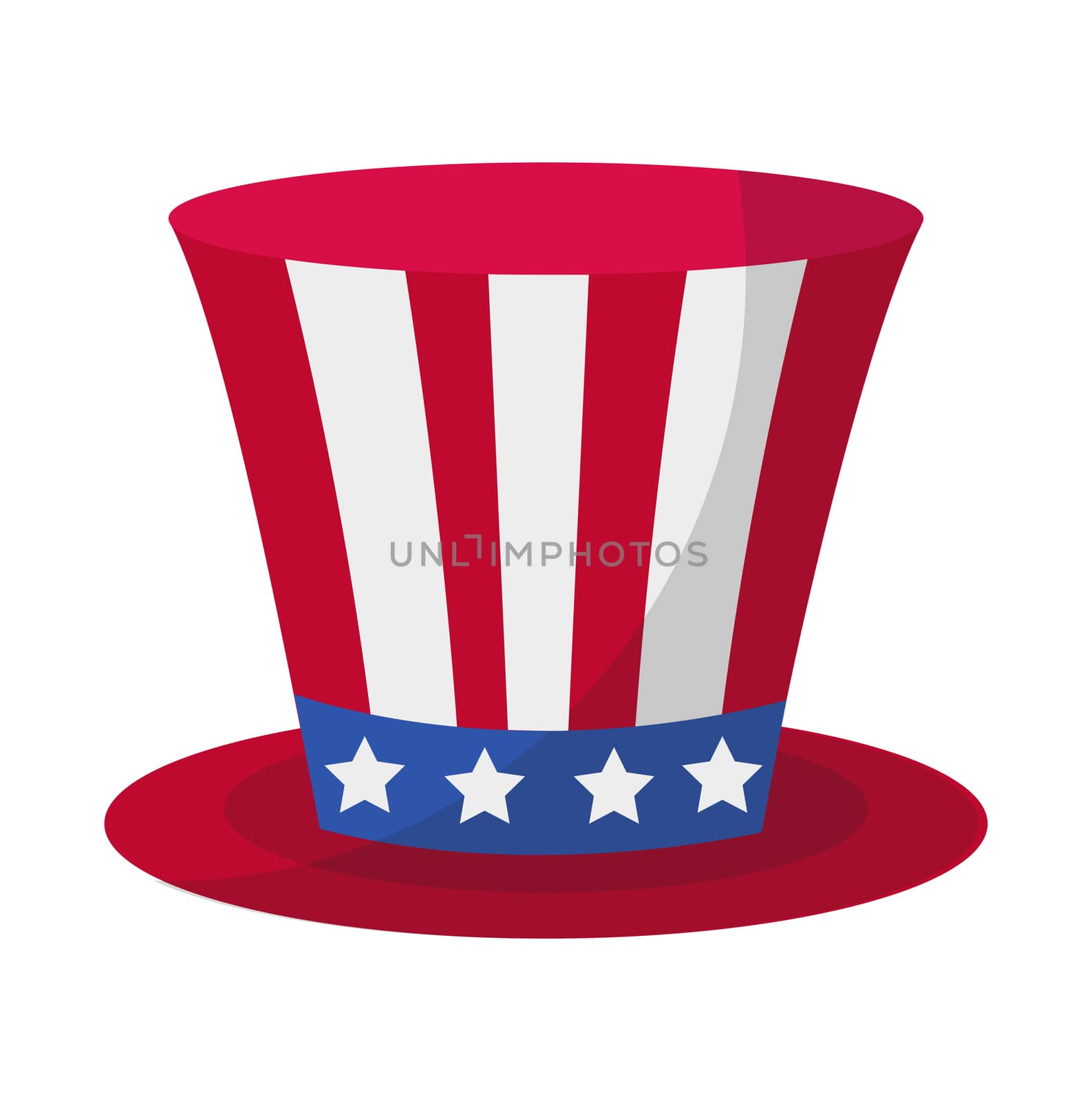 Cylinder hat icon flat style. 4th july concept. Isolated on white background. illustration. by lucia_fox