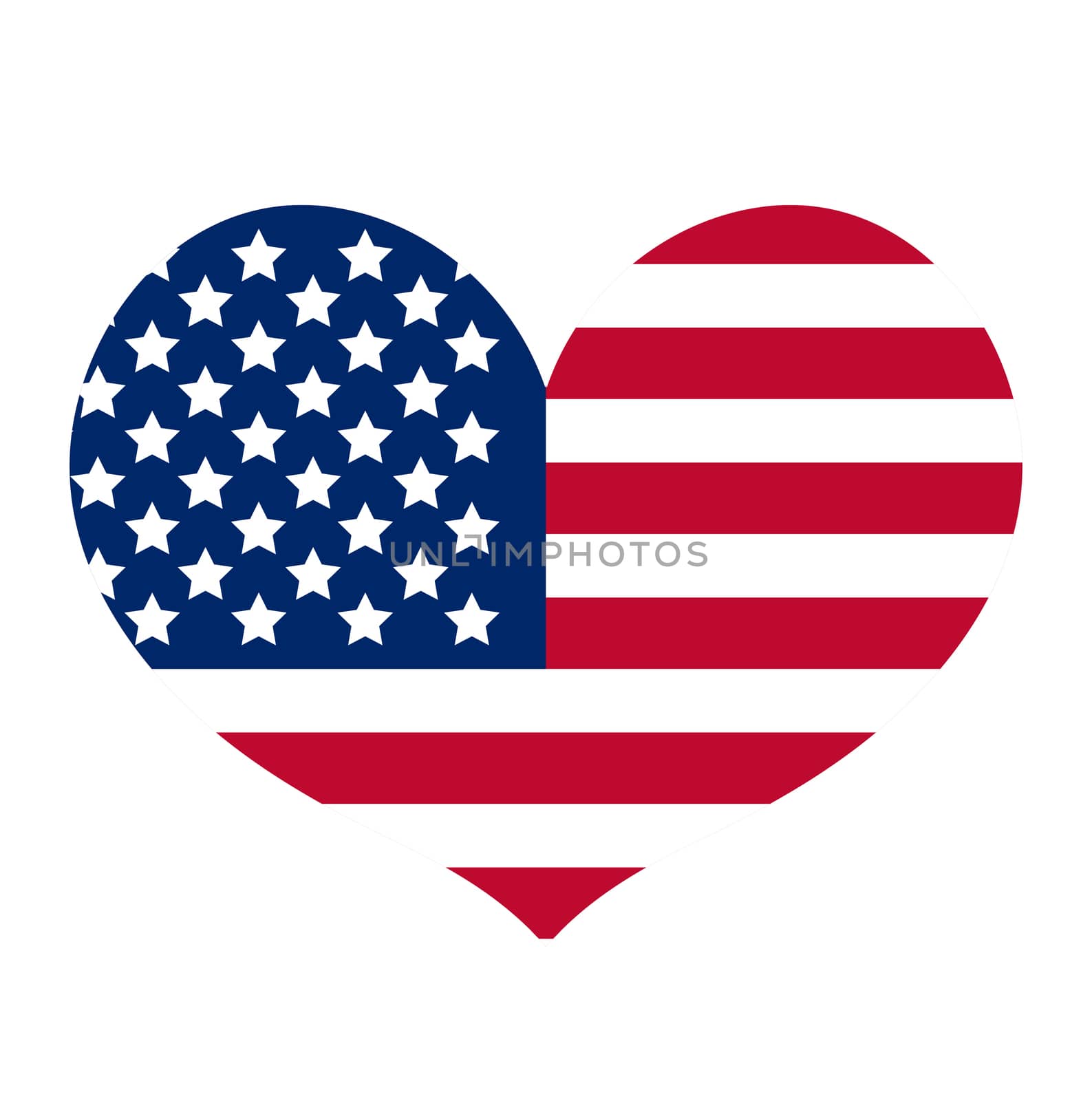 Heart with the flag of america icon, flat style. Isolated on white background. illustration. by lucia_fox