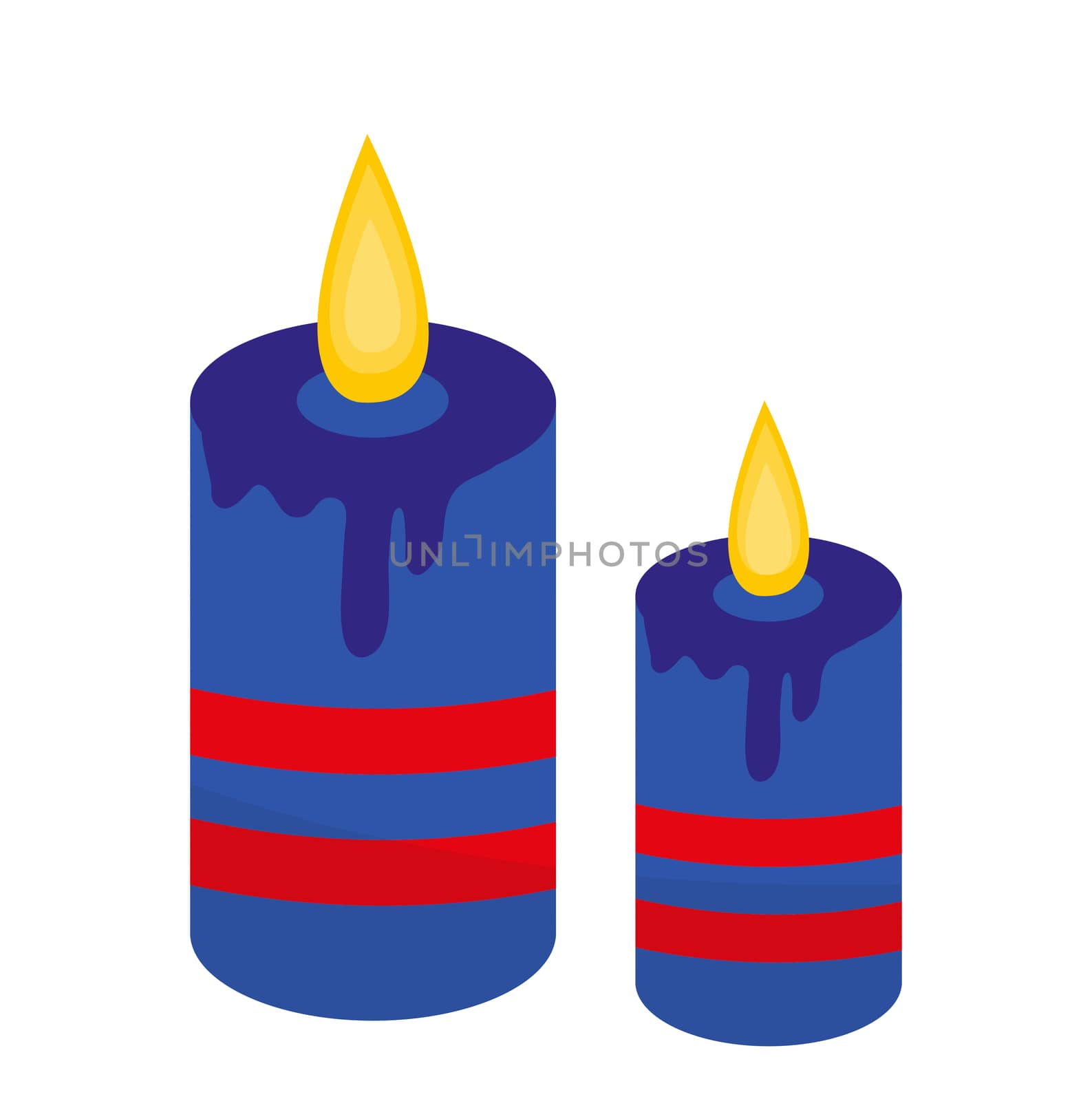 Blue candles icon, flat style. Isolated on white background. illustration. by lucia_fox