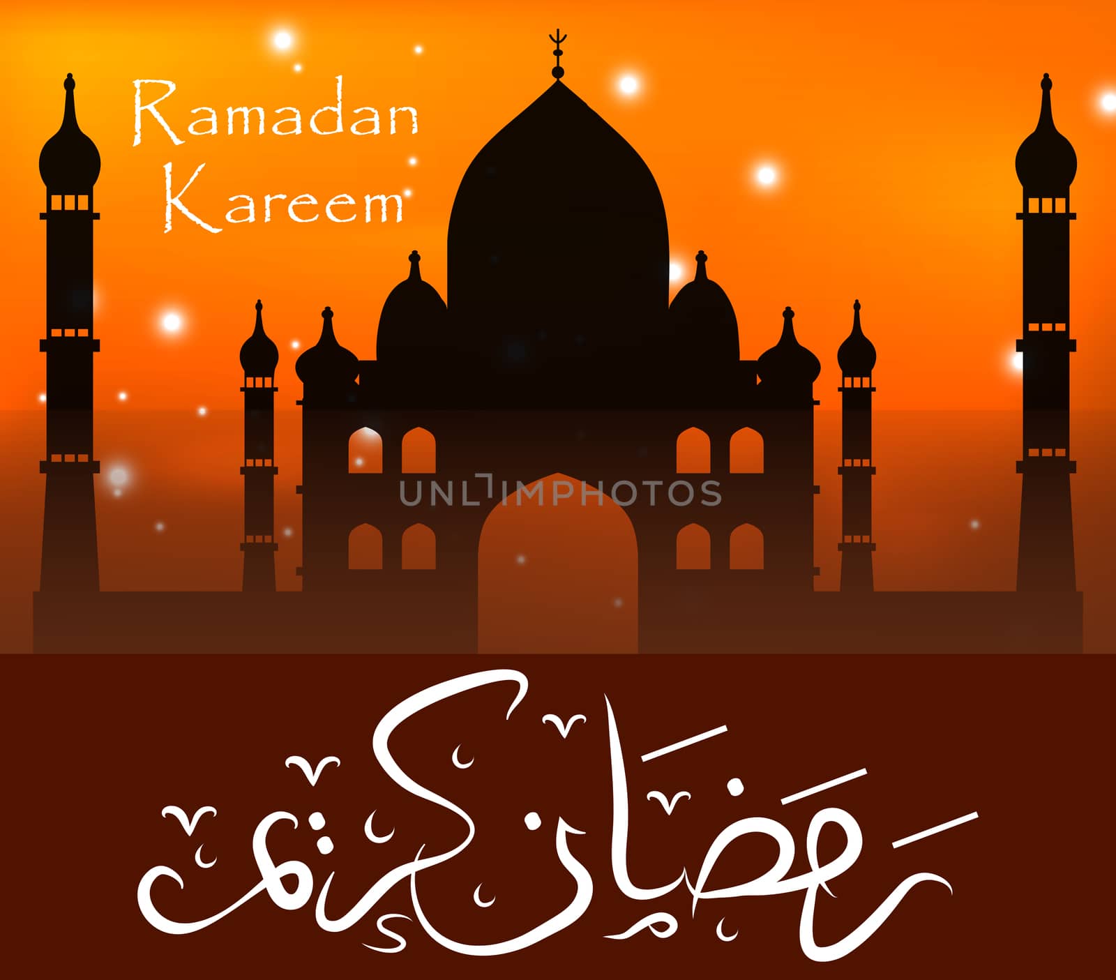 Ramadan Kareem greeting card with lanterns, template for invitation, flyer. Muslim religious holiday. illustration. by lucia_fox
