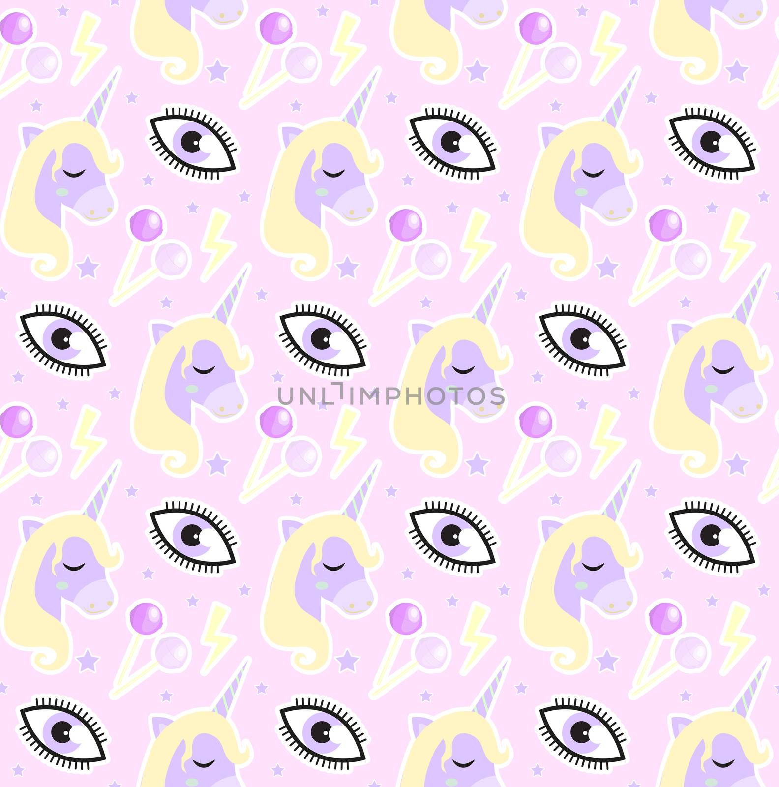 Magic Unicorn seamless pattern. Modern fairytale endless textures, magical repeating backgrounds. Cute baby backdrops. illustration. by lucia_fox
