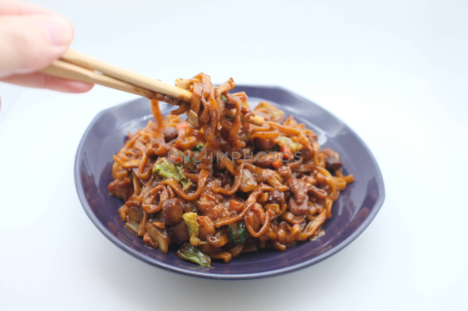 Korean Black bean noodle or jajangmyeon - noodle with black sauce