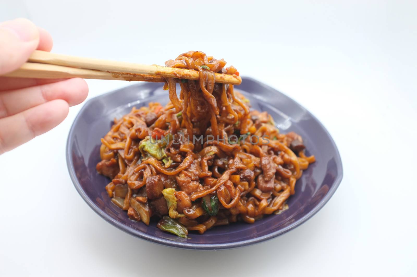 Korean Black bean noodle or jajangmyeon - noodle with black sauce