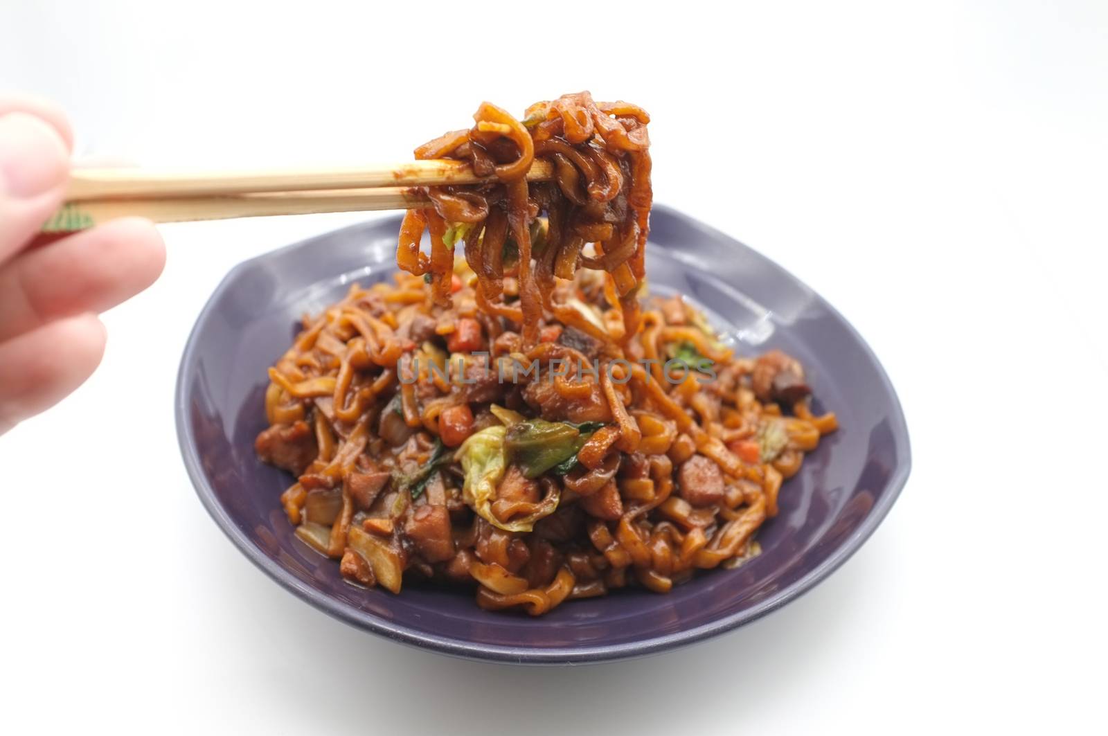 Korean Black bean noodle or jajangmyeon - noodle with black sauce