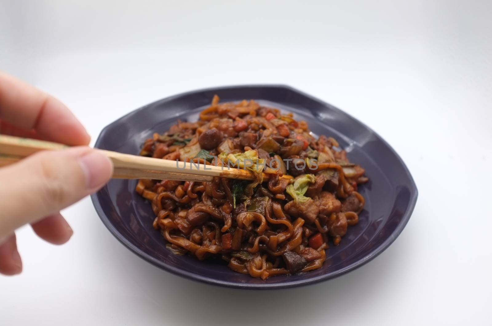 Korean Black bean noodle or jajangmyeon - noodle with black sauce
