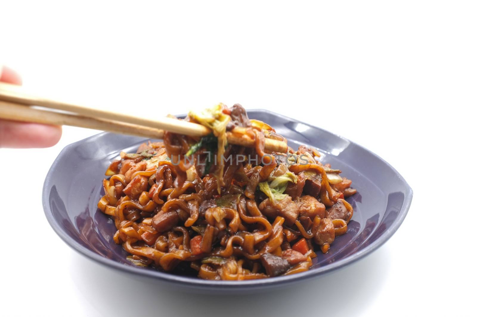 Korean Black bean noodle or jajangmyeon - noodle with black sauce