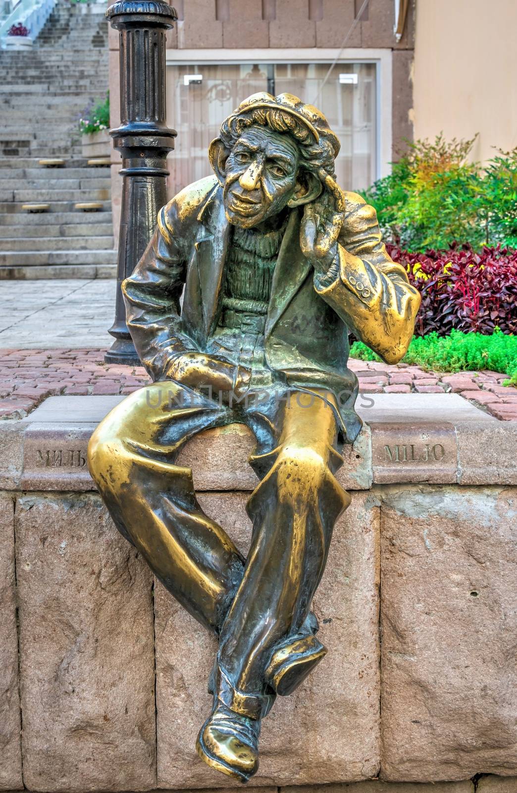 Plovdiv, Bulgaria - 07.24.2019. Statue of Milyo the crazy on the Knyaz Alexamder Street in Plovdiv, Bulgaria, on a sunny summer day