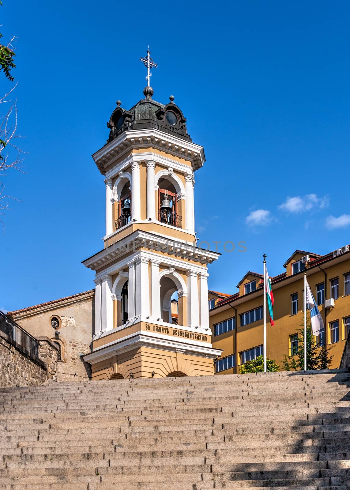 Plovdiv, Bulgaria - 07.24.2019. Virgin Mary Eastern Orthodox Church in city of Plovdiv, Bulgaria, on a sunny summer day