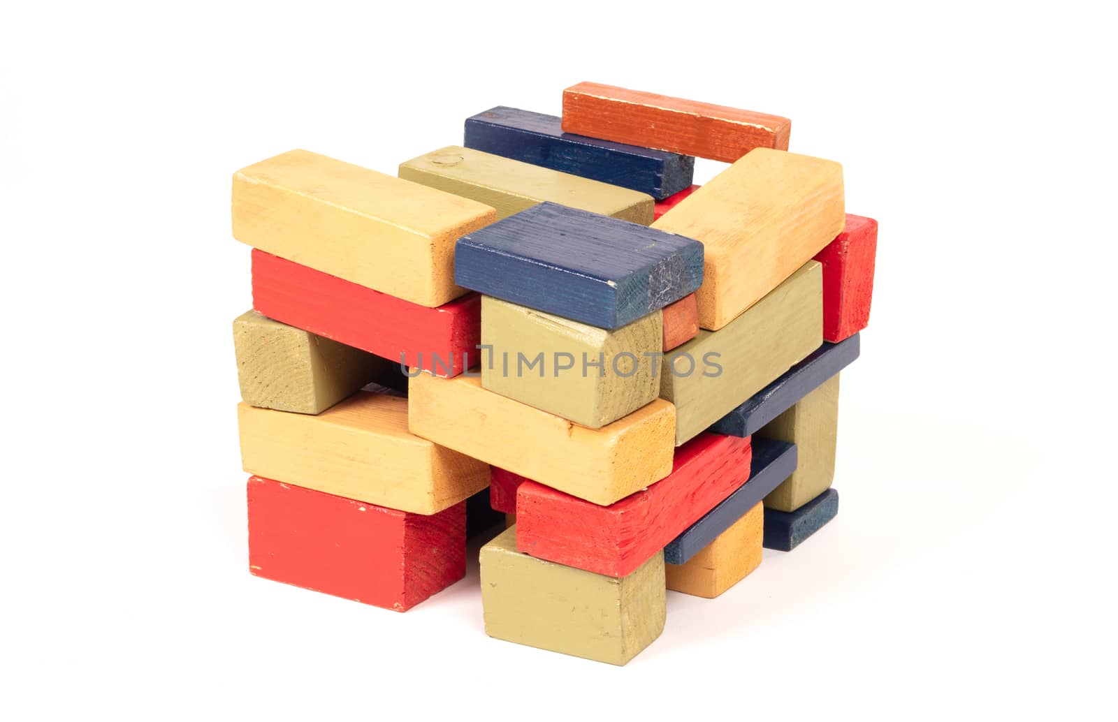 Vintage wooden blocks isolated on a white background