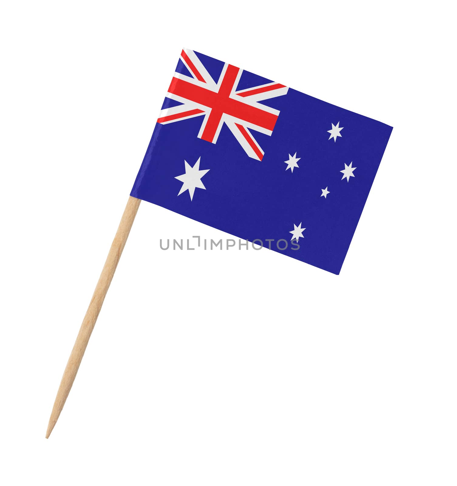 Small paper Australian flag on wooden stick by michaklootwijk