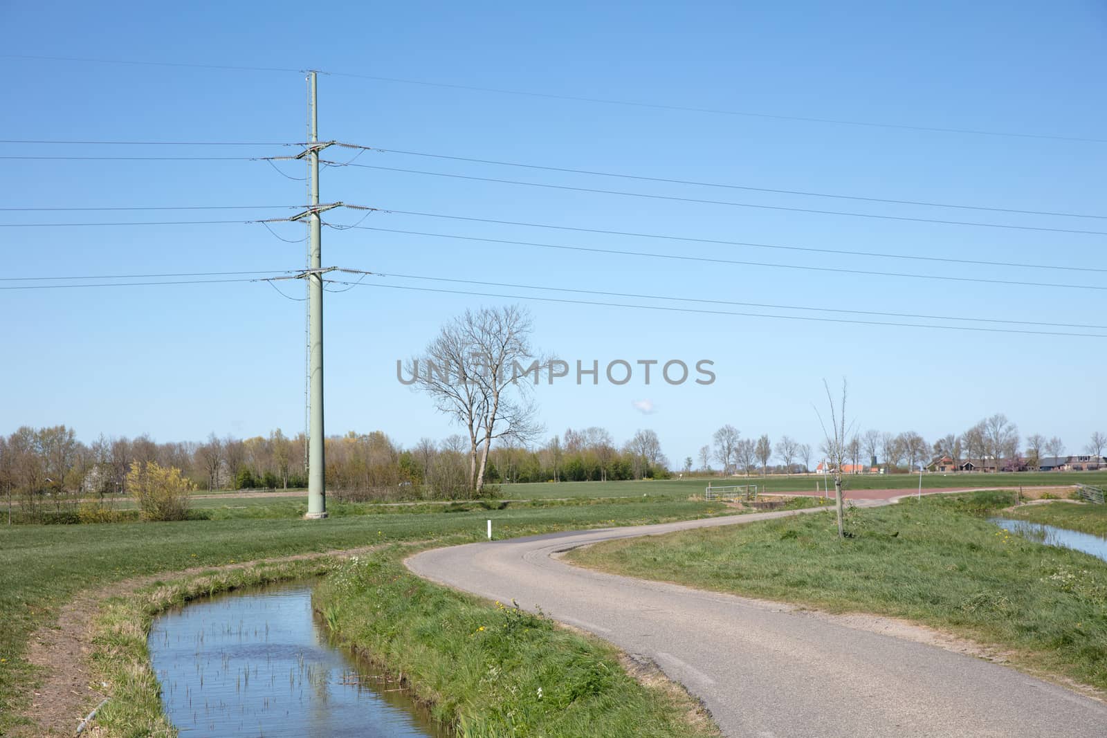 Electricity pole in nature, Friesland, the Netherlands