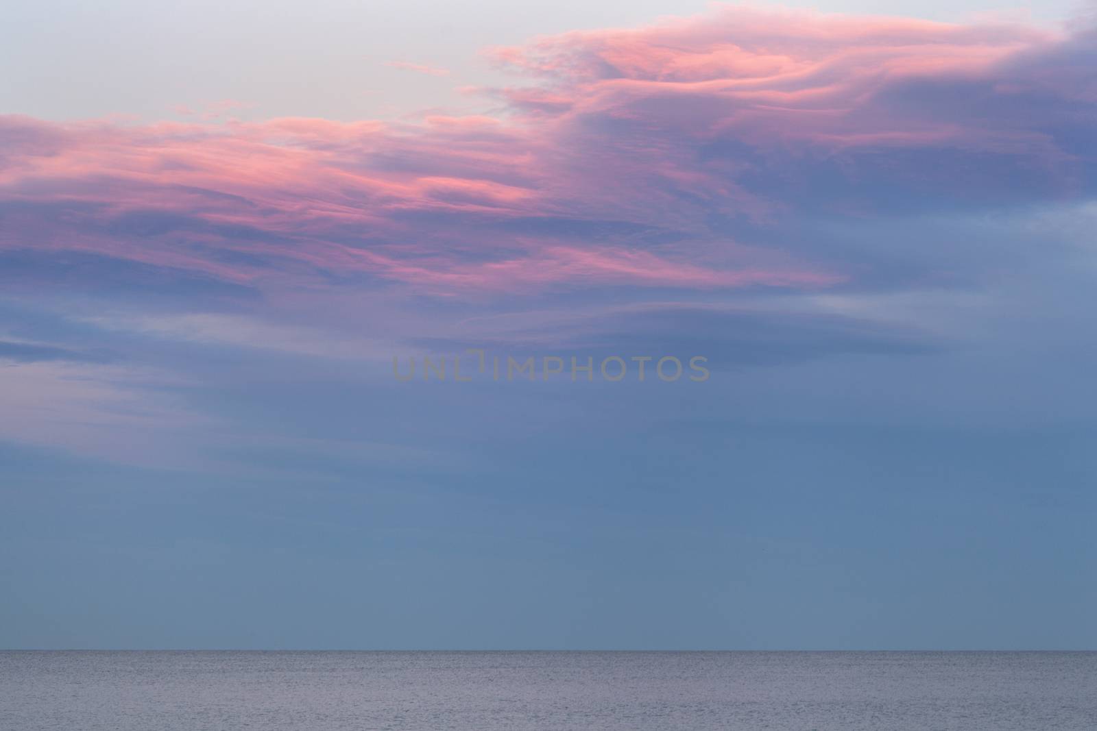 Beautiful purple and pink sunset sky in the Mediterranean