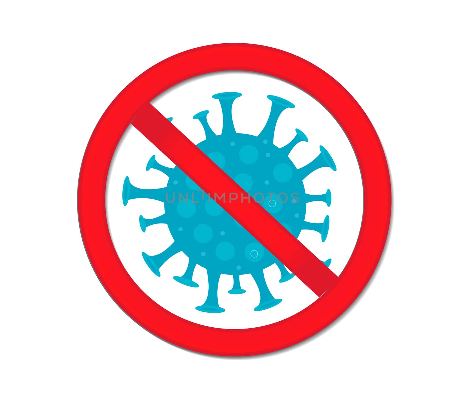 Stop coronavirus. Red prohibition sign-pregnant bacterium, virus. Medicine concept icon flat style. Isolated on a white background. illustration by lucia_fox