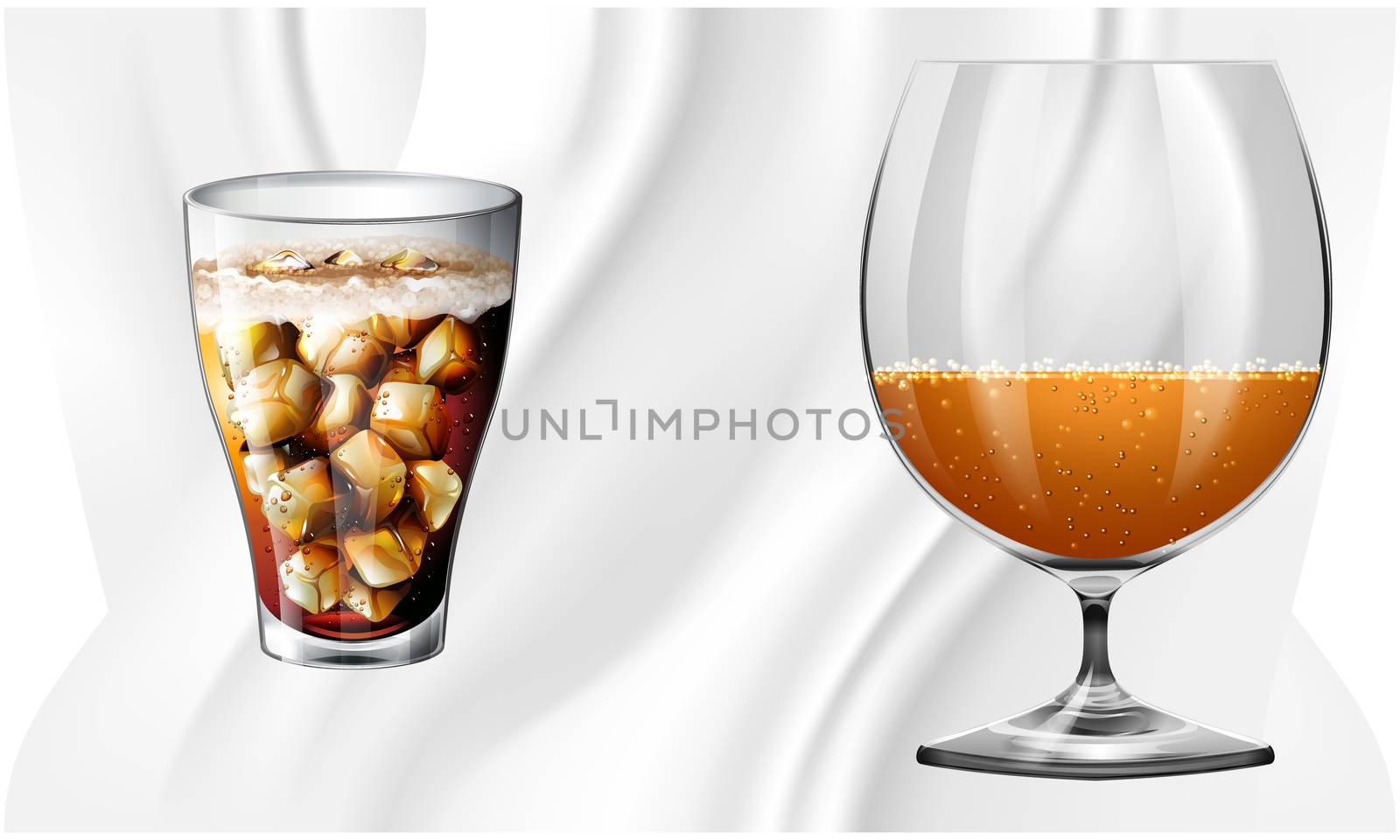 different juice glass on abstract design background