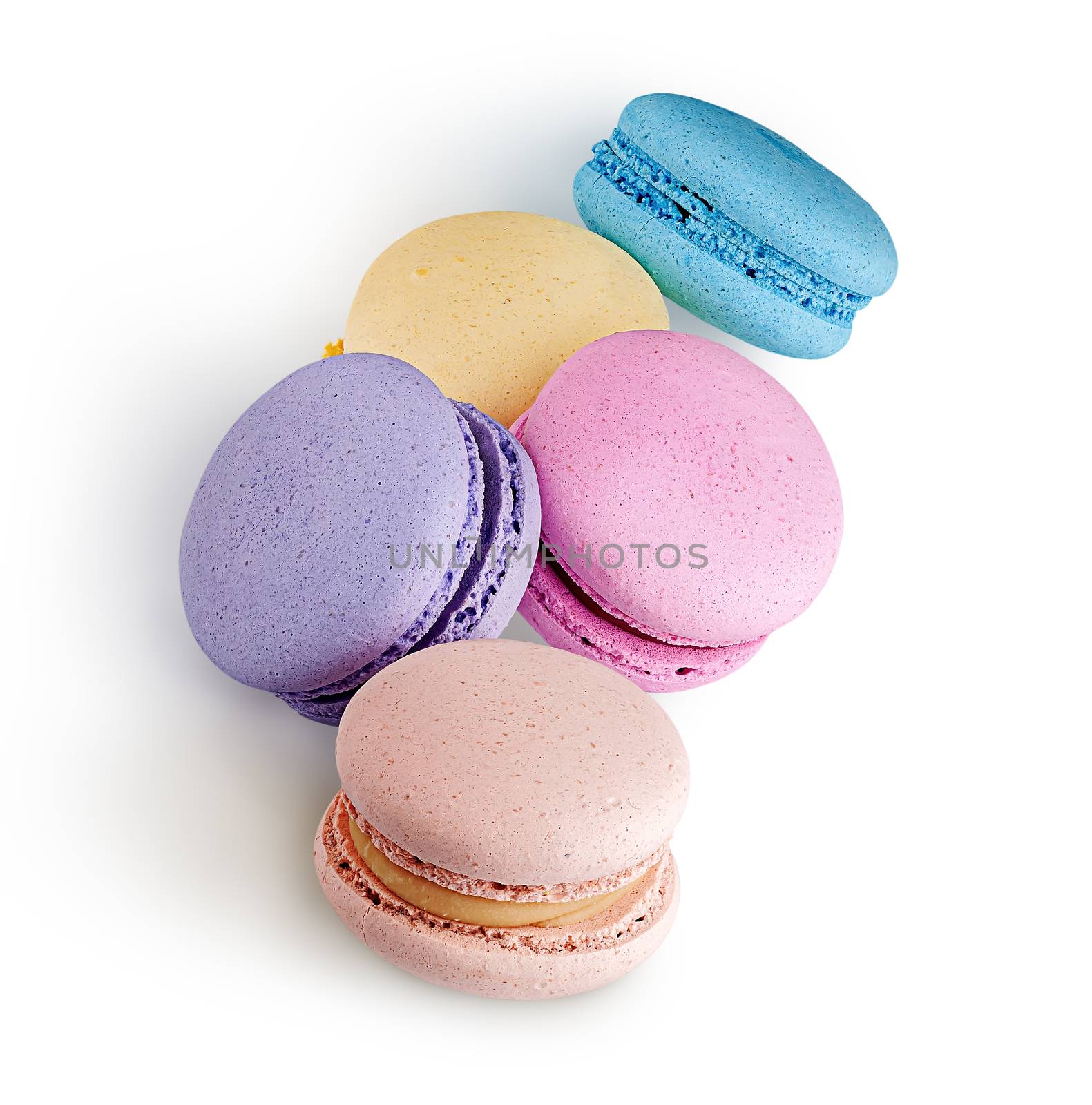 Heap of colorful french macaroons by Cipariss