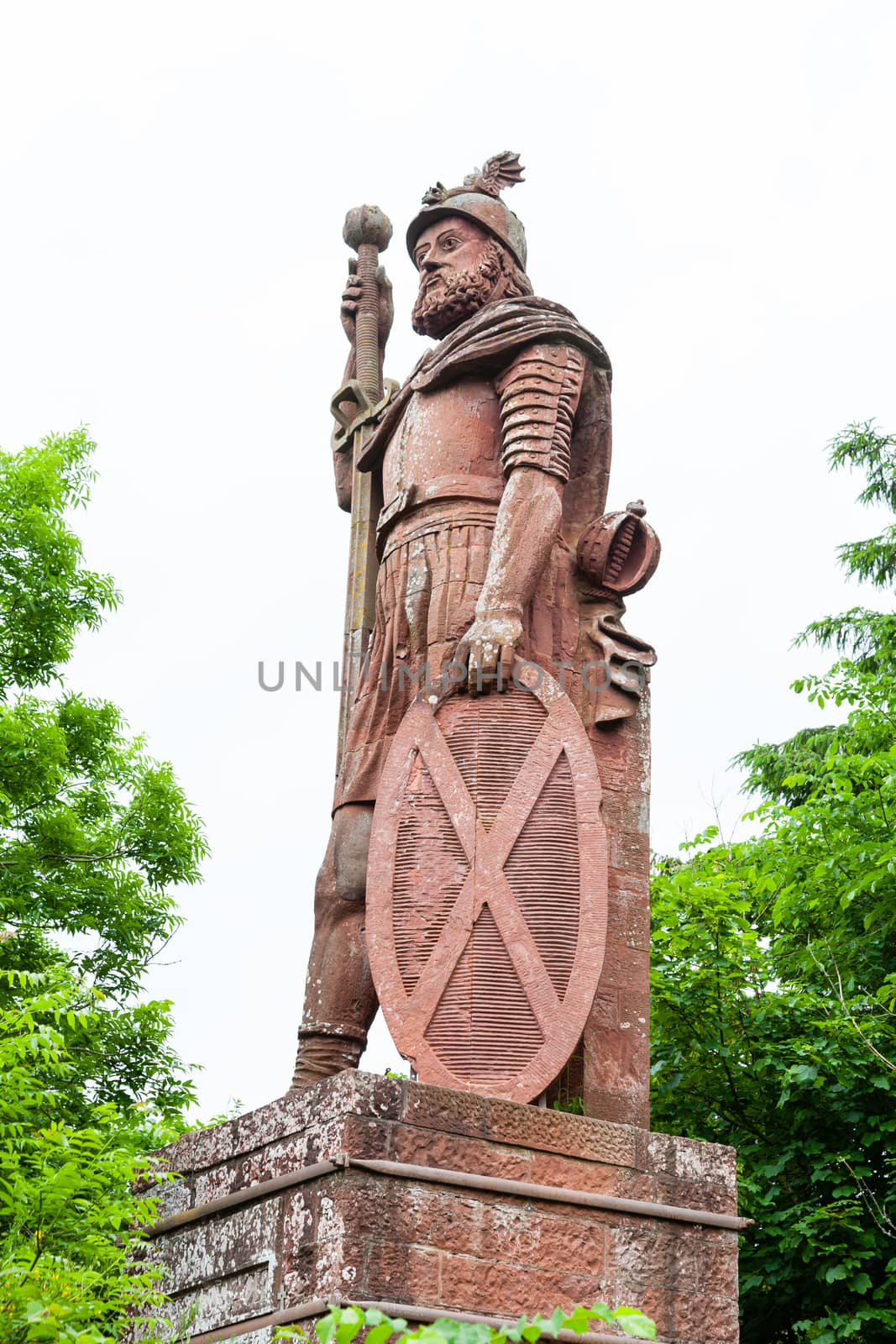 William Wallace was a Scottish knight and the red sandstone monument is located near Melrose in the Scottish Borders.