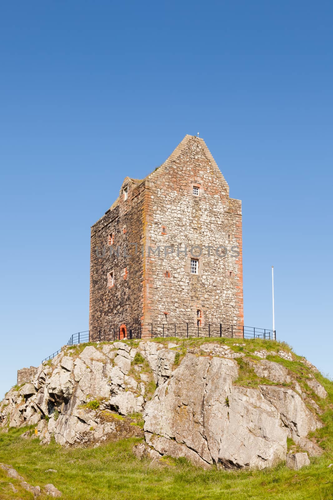 A close up picture of Smailholm tower in the Scottish Borders.  The tower was build in the 1400's as protection from border raiders and the elements.