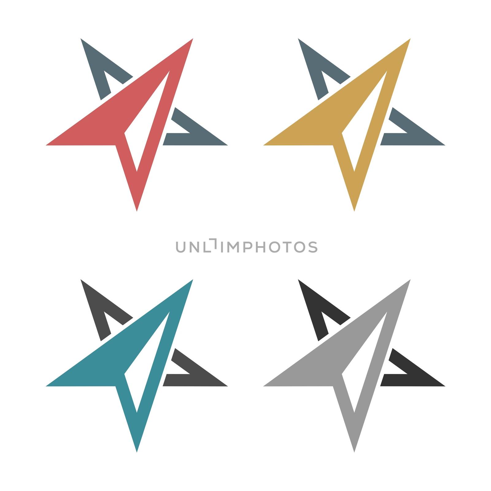 set Abstract Arrow Star Compass Rose Logo template Illustration Design. Vector EPS 10.