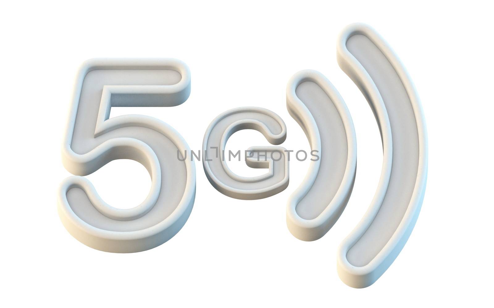 White 5G icon 3D render illustration isolated on white background