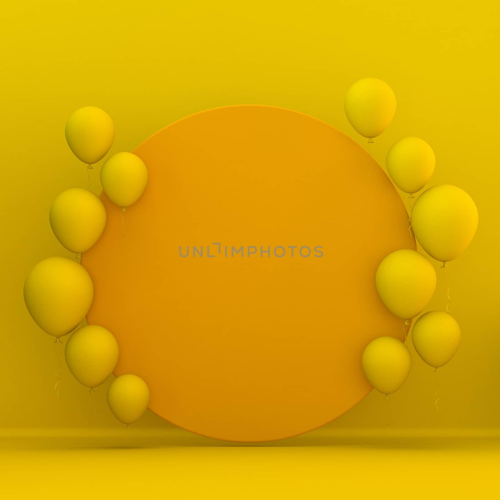 Orange circle with balloons 3D by djmilic