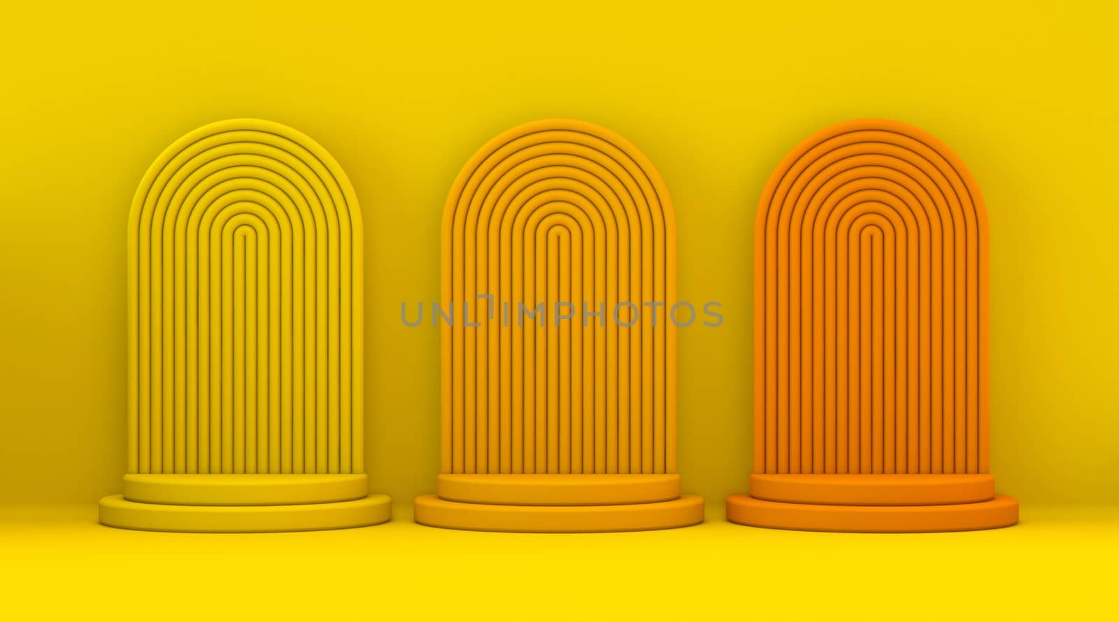 Three gradient yellow orange podium 3D by djmilic