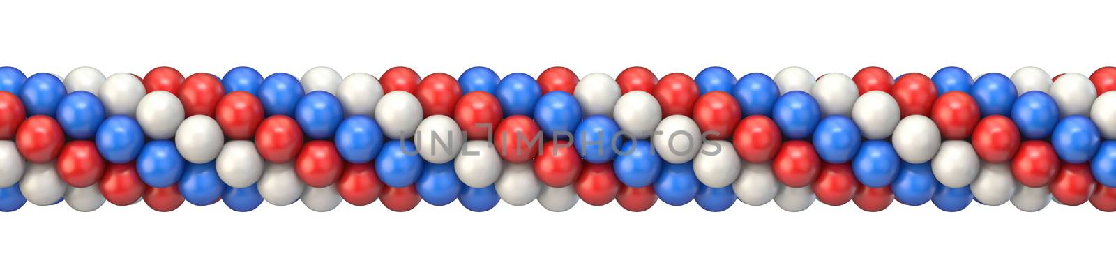 White, red and blue balloons decoration 3D rendering illustration isolated on white background