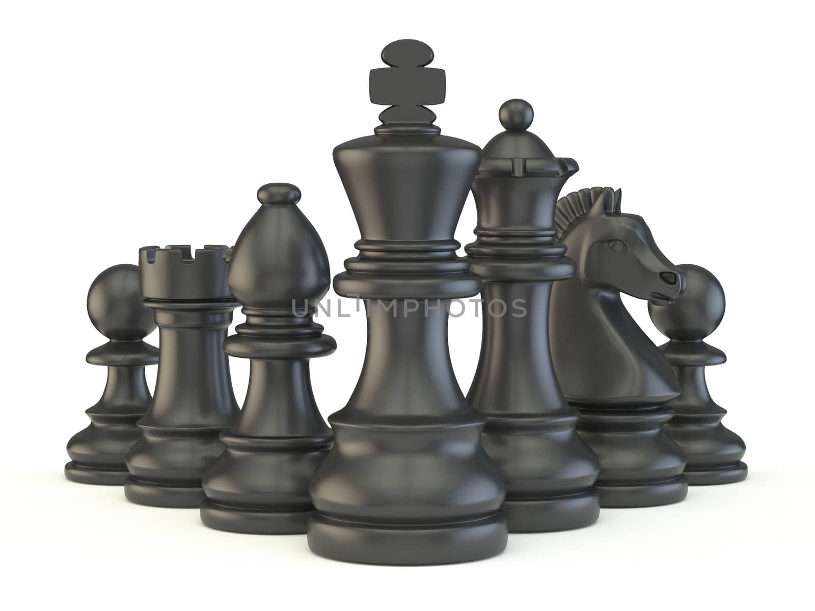 Black chess pieces 3D by djmilic