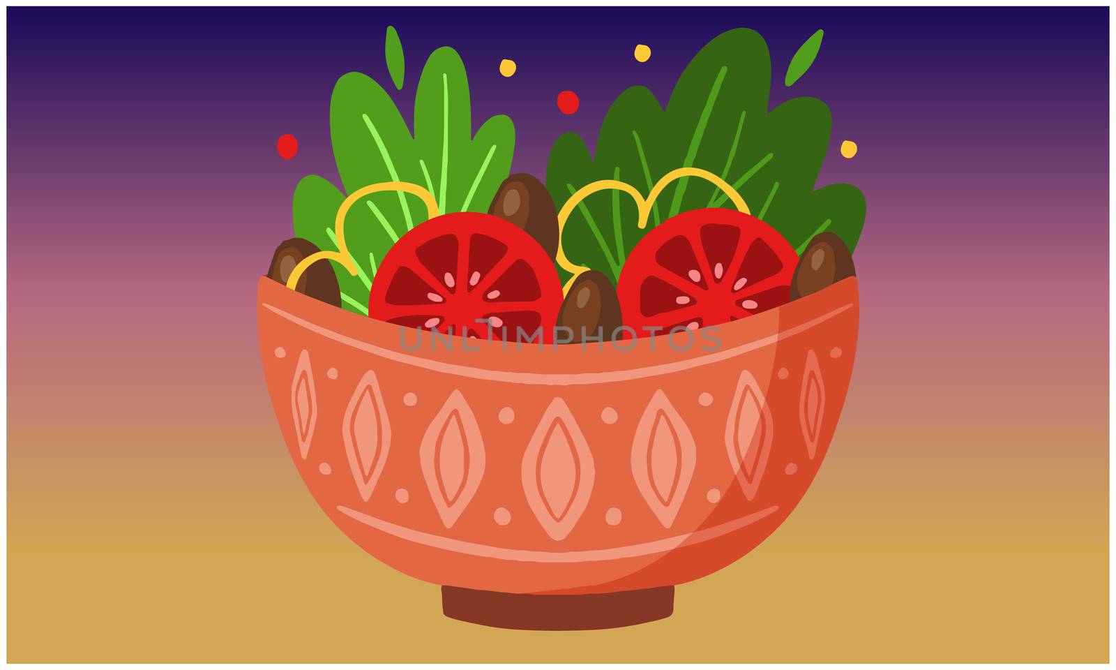 bowl of vegetable on rainbow background