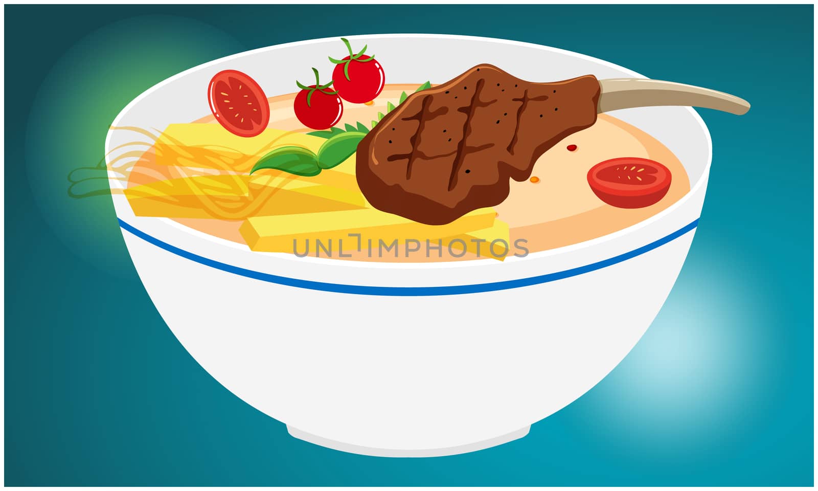 full bowl of meal on abstract background by aanavcreationsplus