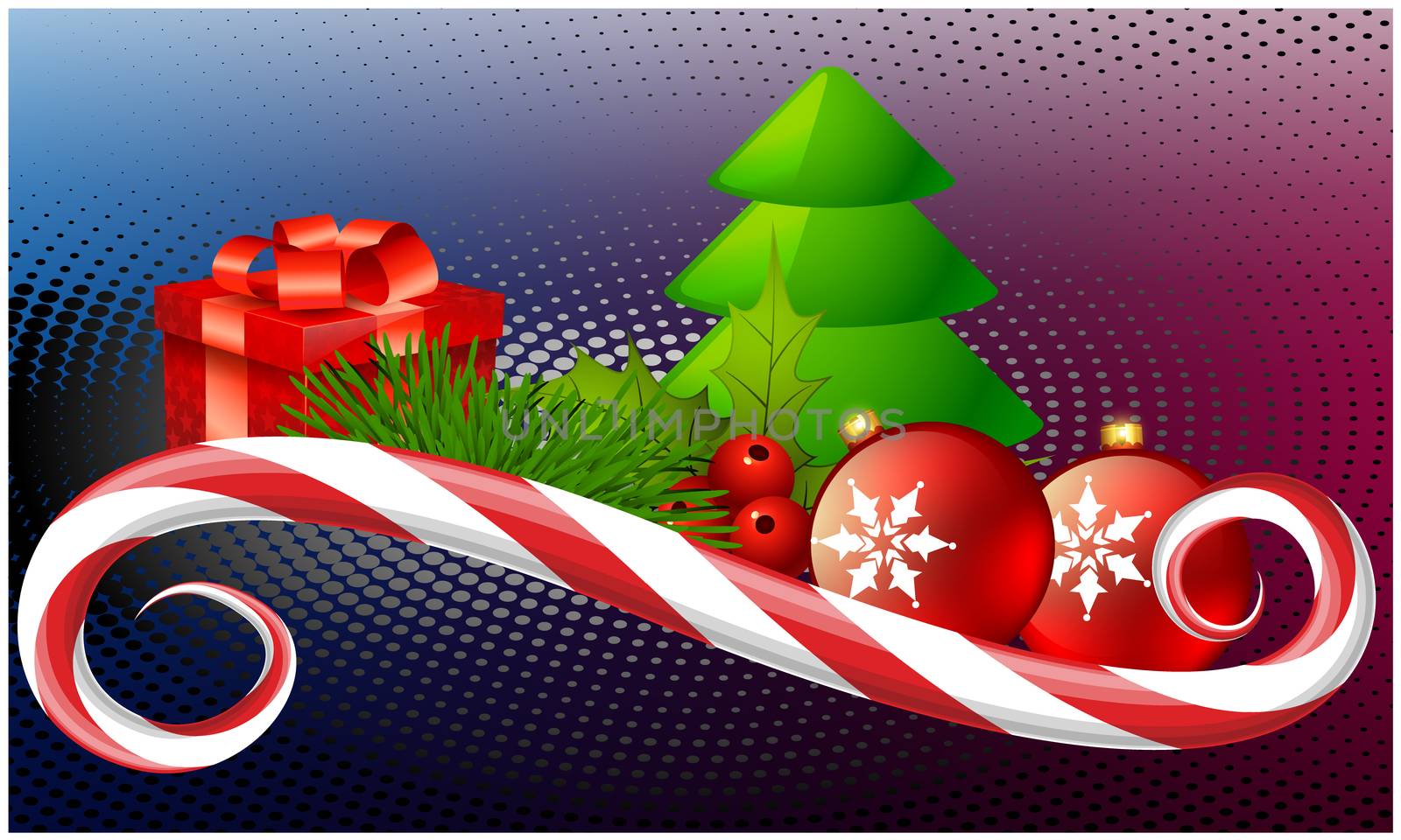 Christmas elements and gifts on abstract dark background by aanavcreationsplus