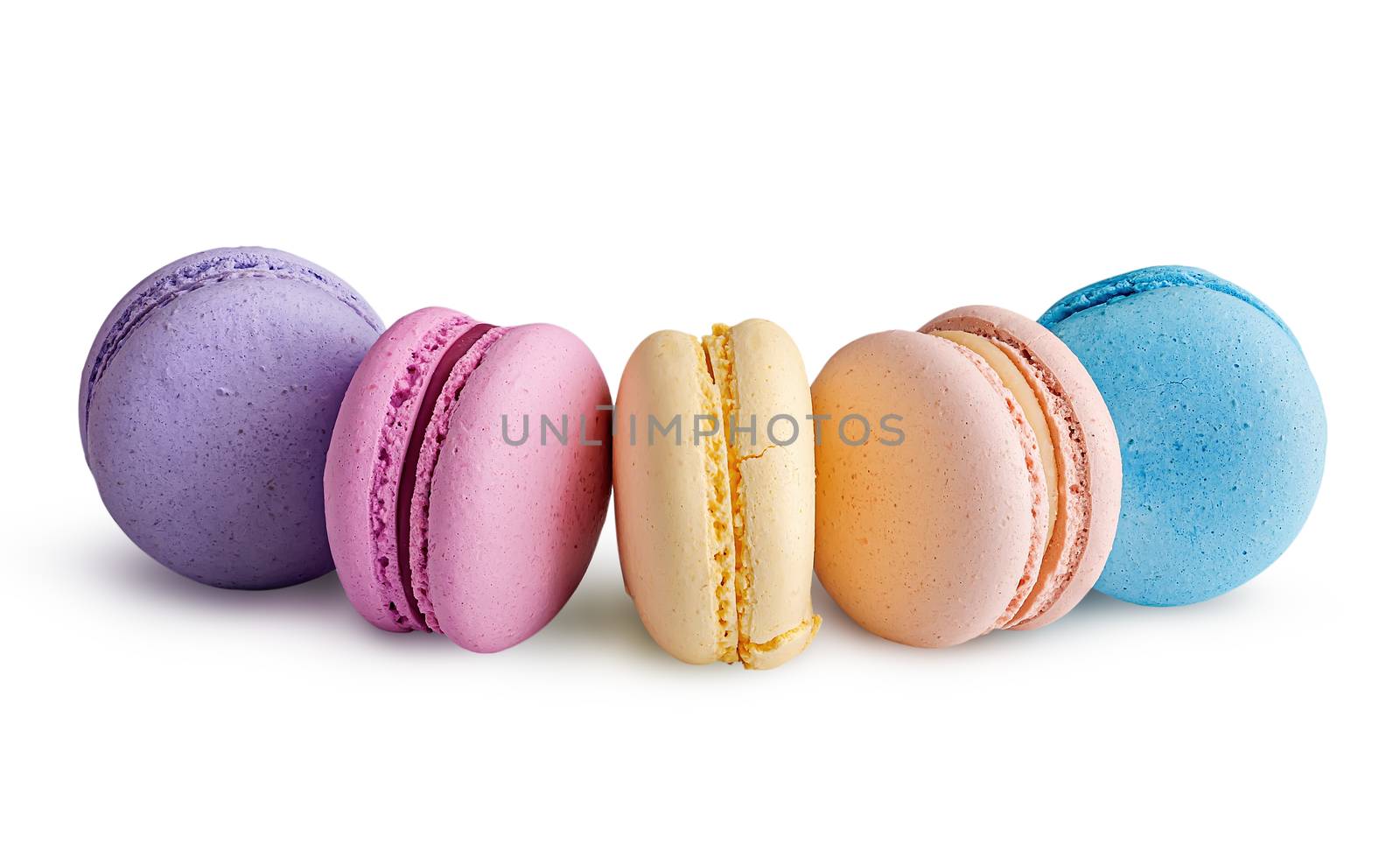 Five multicolored macaroon in semicircle by Cipariss